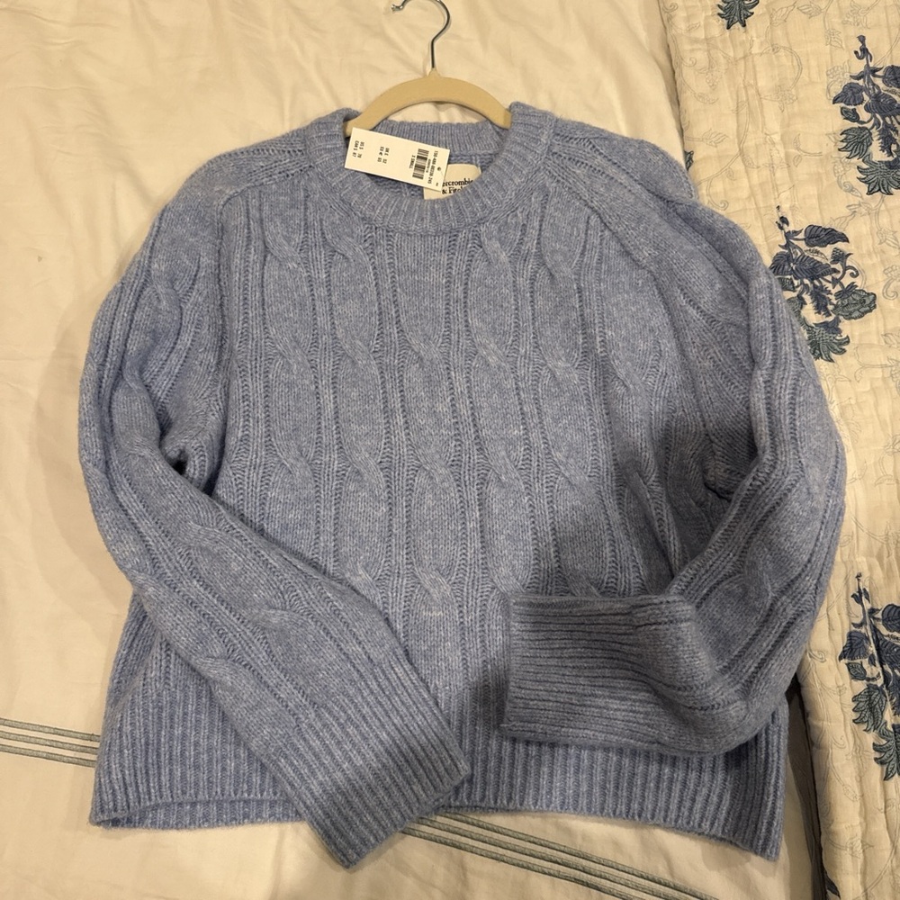 Abercrombie & Fitch Light Blue Cable Knit Sweater